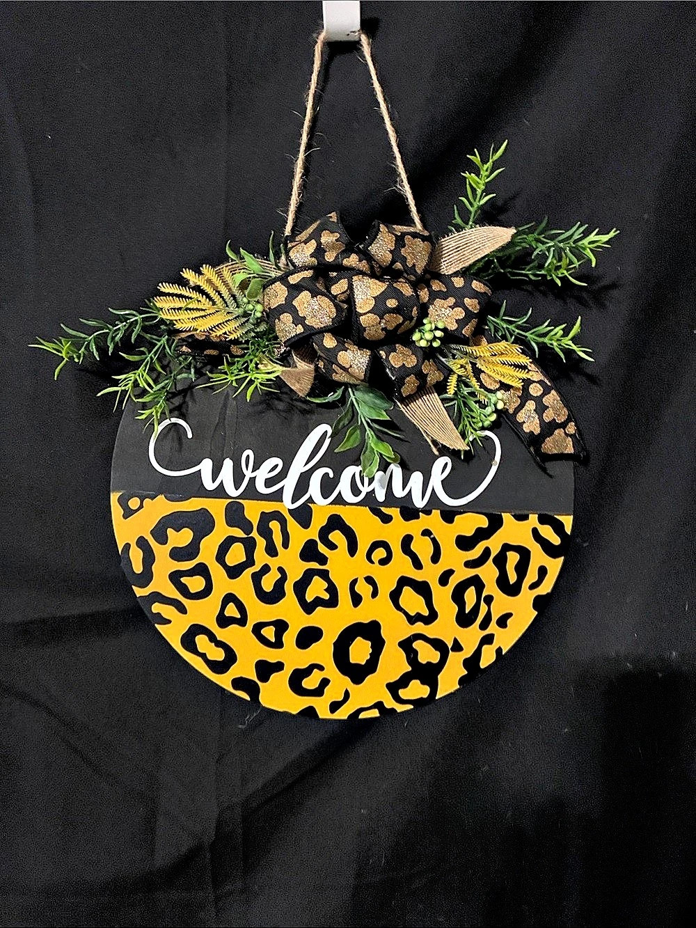 Yellow & Black Leopard Print Welcome Hanging Decor